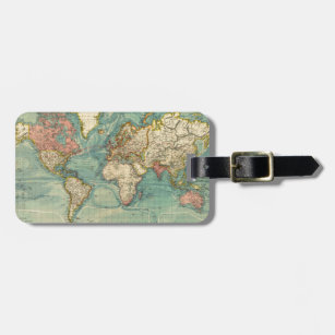 Vintage World Map Luggage Tag