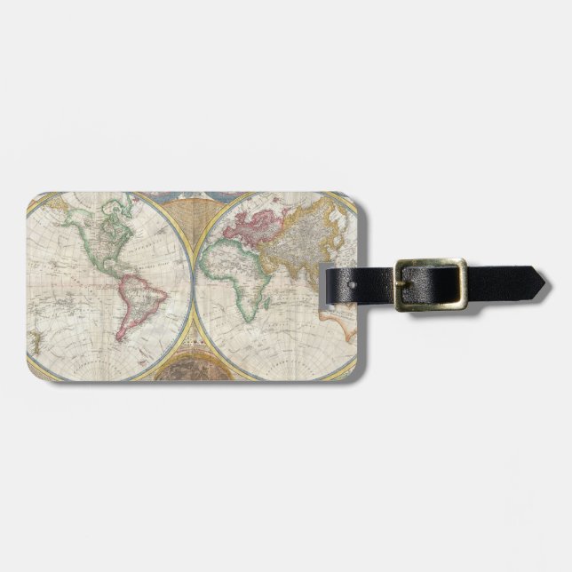 Vintage WORLD MAP Luggage Tag (Front Horizontal)