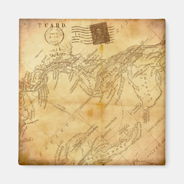 Vintage world map magnet (Front)