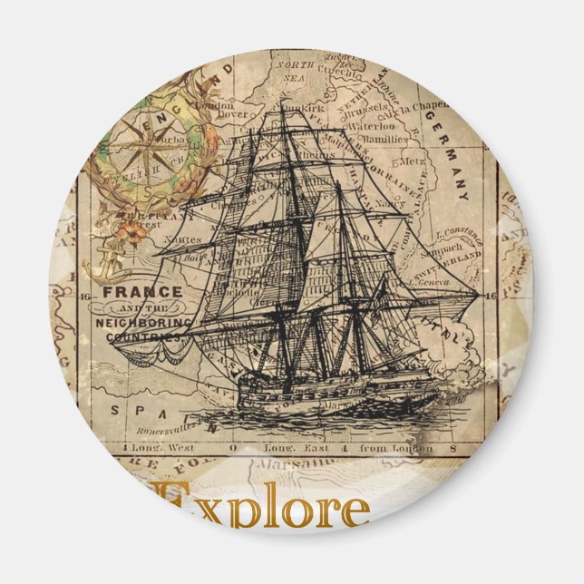 Vintage World Map Magnet (Front)