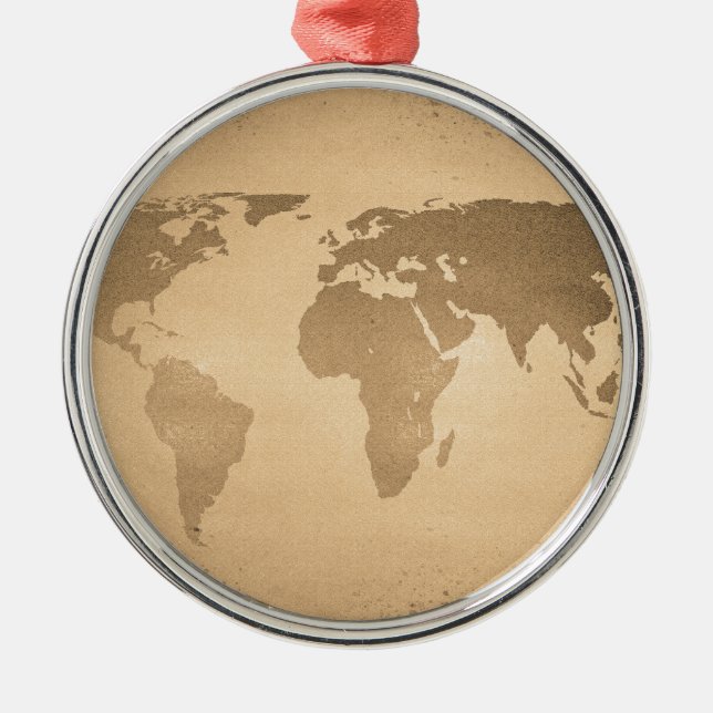 Vintage world map metal ornament (Front)
