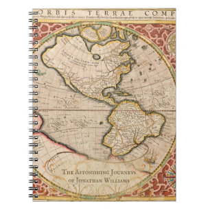 Vintage World Map Monogram Name Notebook
