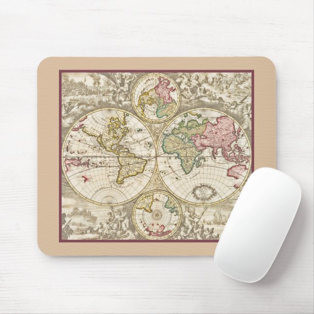 VINTAGE WORLD MAP Mousepad (With Mouse)