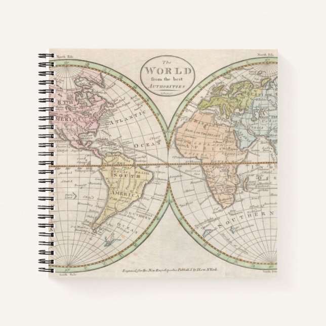Vintage World Map Notebook (Front)
