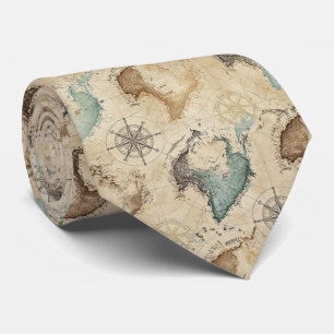 Vintage World Map Pattern Tie