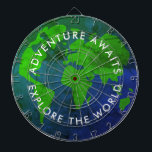 Vintage world map planet earth globe custom dartboard<br><div class="desc">Vintage world map planet earth globe custom dartboard game. Cool wall decoration for mancave, bedroom, dorm room, bar, pub, club etc. Add your own name or inspirational quote like; Adventure Awaits and Explore the world. Fun gift ideas for Birthday or Christmas. Create dart boards for travel enthusiasts, explorers, travellers, environment,...</div>