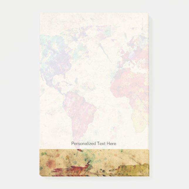 Vintage world map post-it notes (Front)