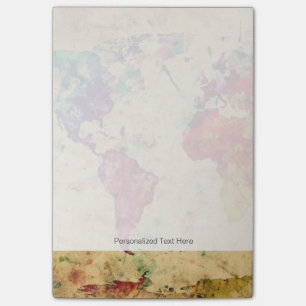 Vintage world map post-it notes