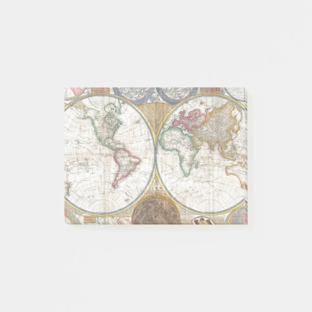 Vintage World Map Post-it Notes (Front)