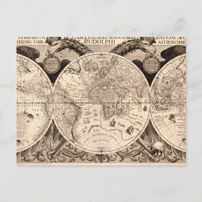Vintage World Map Postcard (Front)