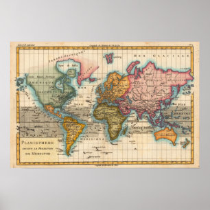Vintage World Map Poster