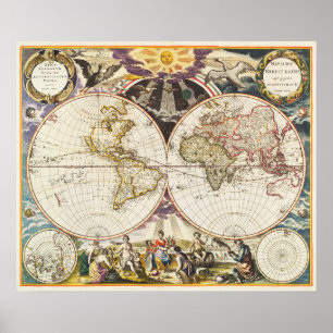 Vintage World Map Poster