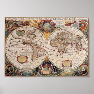Vintage world map poster