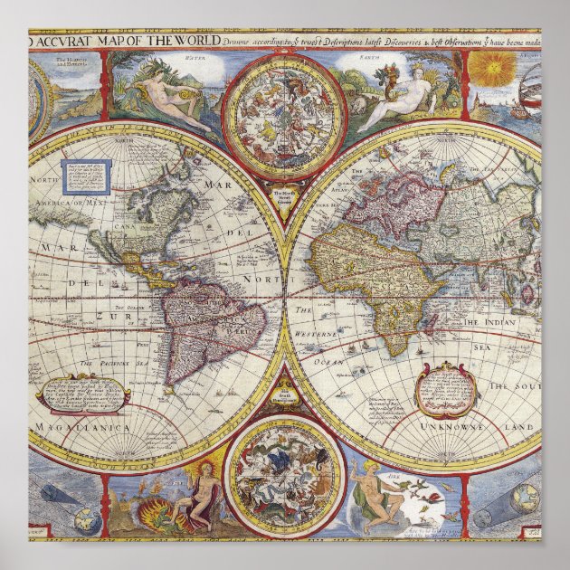 Vintage World Map Poster Zazzle Ca   Vintage World Map Poster Reae74fcec5c54fc78906d7004466637b W10 8byvr 630 