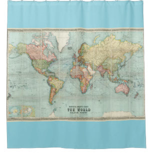 Vintage World Map Shower Curtain