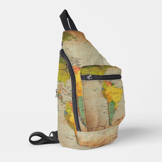 Vintage World Map  Sling Bag (Left Corner)