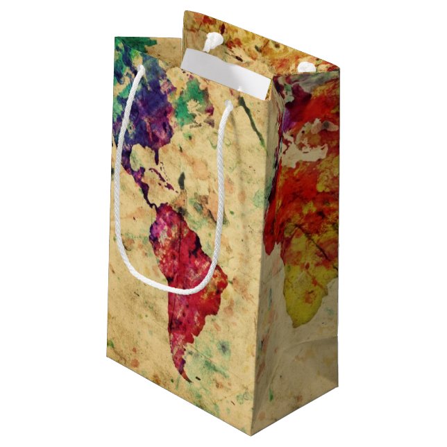 Vintage world map small gift bag (Back Angled)