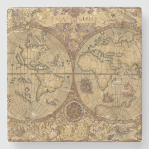 Vintage World Map Stone Coaster