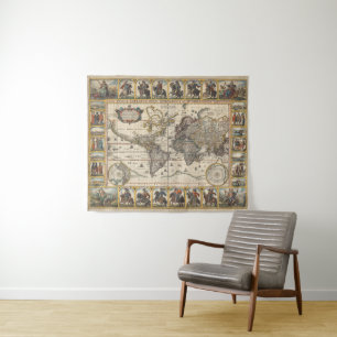 Vintage World Map Tapestry