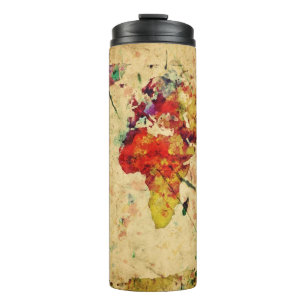 Vintage world map thermal tumbler