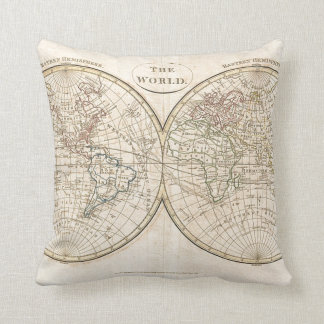 Vintage World Map Throw Pillow
