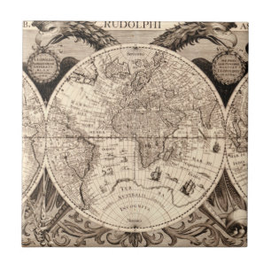 Vintage World Map Tile