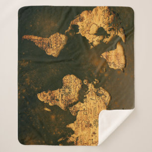 Vintage World Map Travel Blanket