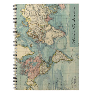 Vintage World Map, Travel Journal, Custom Notebook