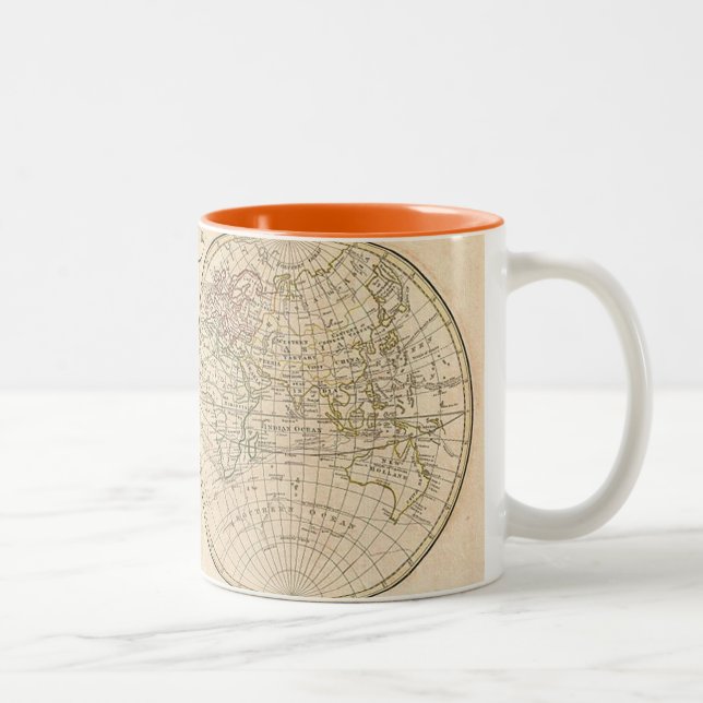 Vintage World Map Two-Tone Coffee Mug (Right)