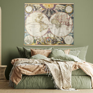 Vintage World Map Wall Tapestry