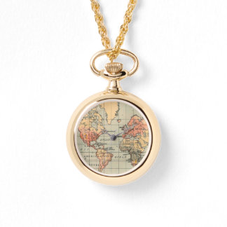 Vintage World Map Wrap Watch