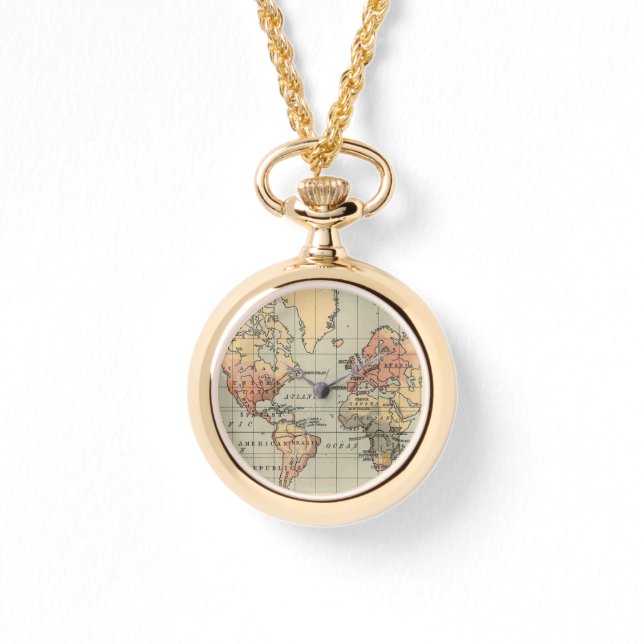 Vintage World Map Wrap Watch (Front)