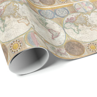 Vintage WORLD MAP Wrapping Paper