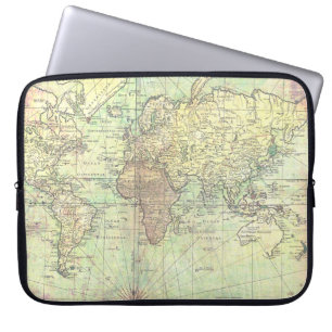 Vintage World Map Yellow Antique Laptop Sleeve