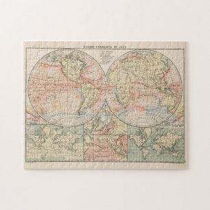 Vintage World Ocean Currents Map (1905) Jigsaw Puzzle
