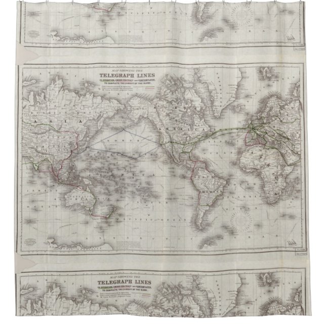Vintage World Telegraph Lines Map (1855) (Front)