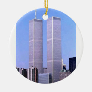 Vintage World Trade Centre Twin Towers NYC Poster  Ceramic Ornament