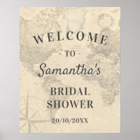 Vintage World Travel Map Bridal Shower Welcome