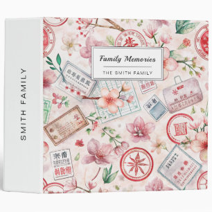Vintage World Travel Stamp Pattern (1) Binder