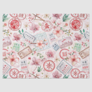 Vintage World Travel Stamp Pattern (1) Tissue Paper