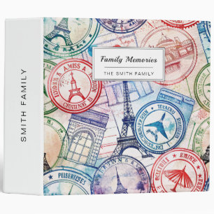 Vintage World Travel Stamp Pattern (2) Binder