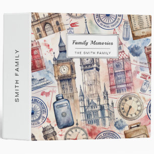 Vintage World Travel Stamp Pattern (5) Binder