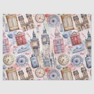 Vintage World Travel Stamp Pattern (5) Tissue Paper