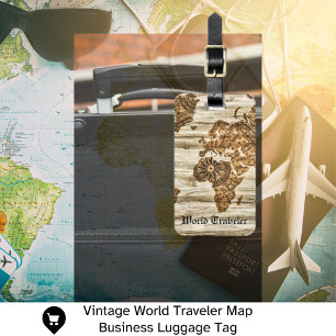 Vintage World Traveller Map Business Luggage Tag