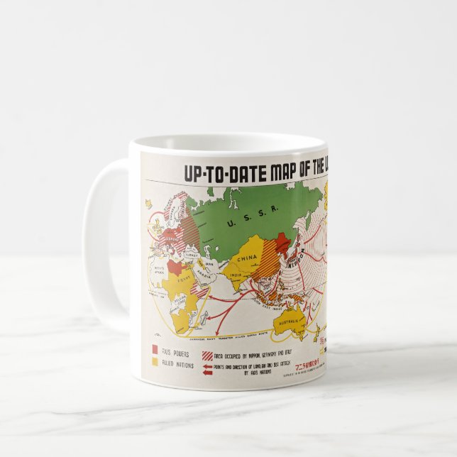 Vintage World War II Map Coffee Mug (Front Left)