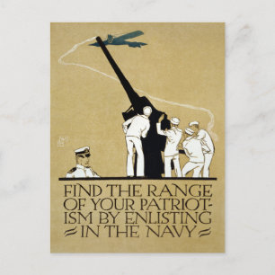 Vintage World War II Navy Recruitment Patriotic Postcard
