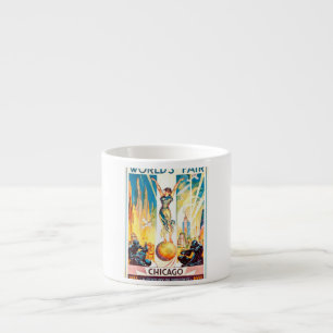 Vintage Worlds Fair Chicago 1933 Poster Espresso Cup