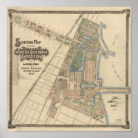Vintage World's Fair Chicago Souvenir Map, 1893