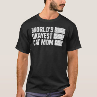 Vintage World's Okayest Cat Mom Retro White Nation T-Shirt