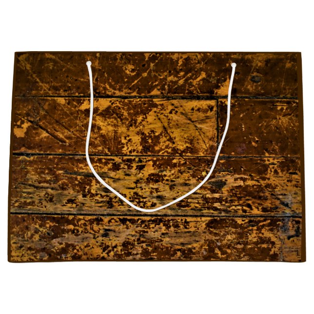 Vintage Worn Wood Panels Large Gift Bag (Front)